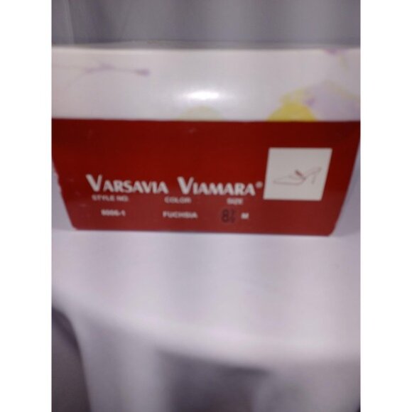 Varsavia Viamara Shoes Womens Size 8.5 Fuchsia Pink Satin Mule Heels Rhinestone - Picture 5 of 10